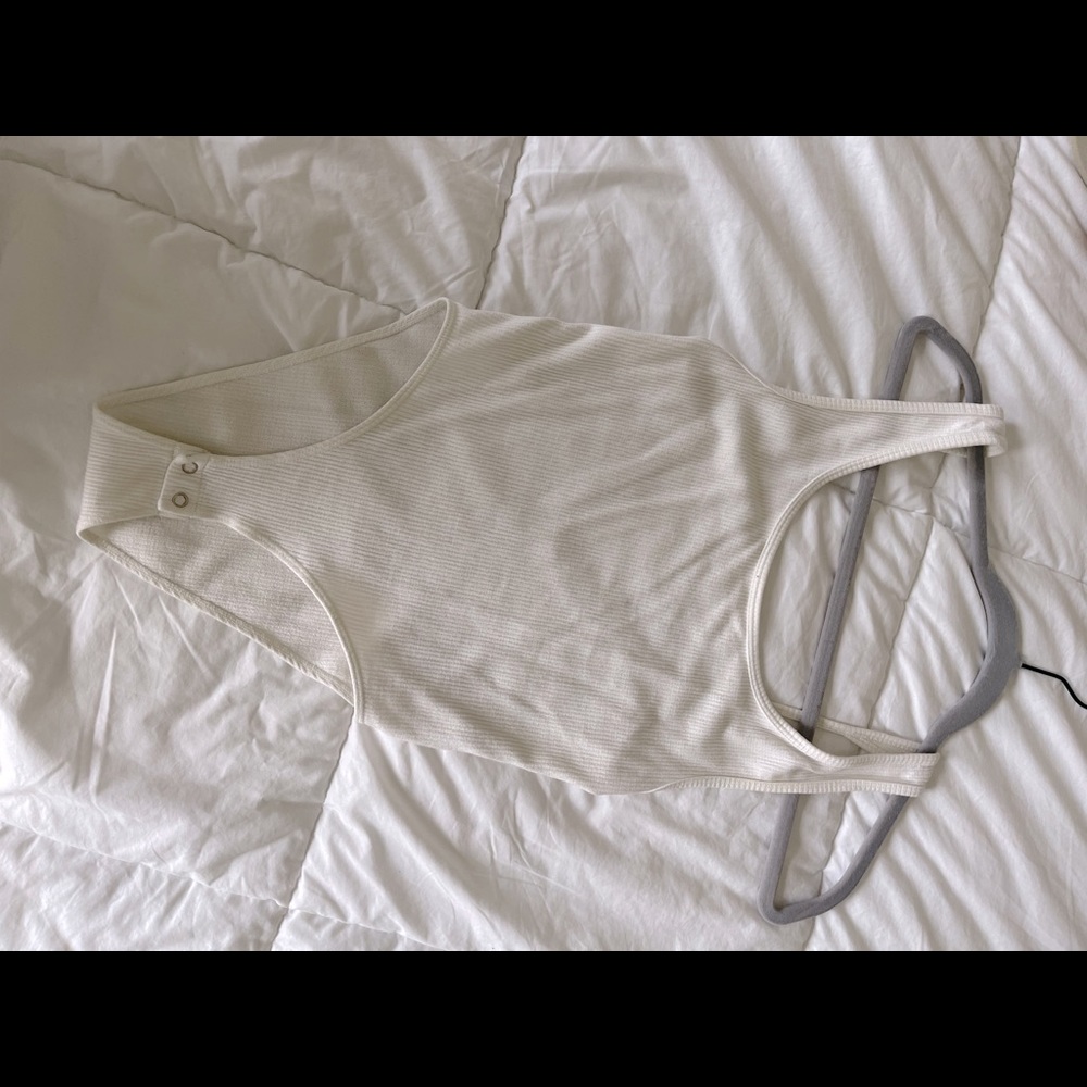 White Ribbed Low-Back Bodysuit